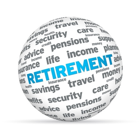 12413560 - retirement 3d sphere sign on white background.